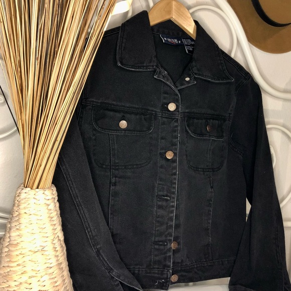 Bill Blass | Jacket | Black 100% Cotton Denim Jacket - Picture 5 of 7